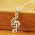 thumbnail image 1 of Fashion Diamond Music Note Necklaces for Women Men Charm Treble G Music Note Silver Plated Charm Necklace Jewelry Birthday Gift, 1 of 7