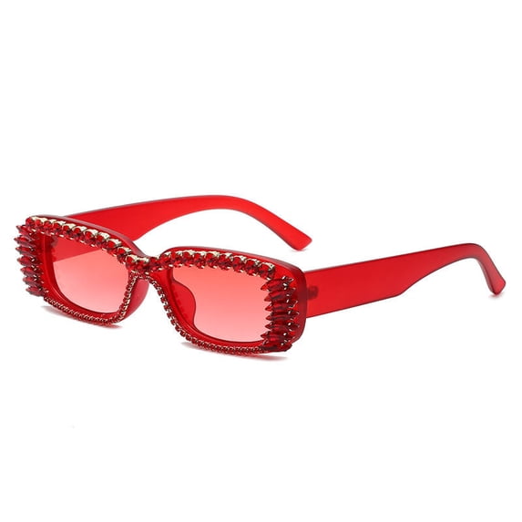 Fashion Diamond Studded Rhinestone Sunglasses Small Square Frame PC Unisex Eyewear