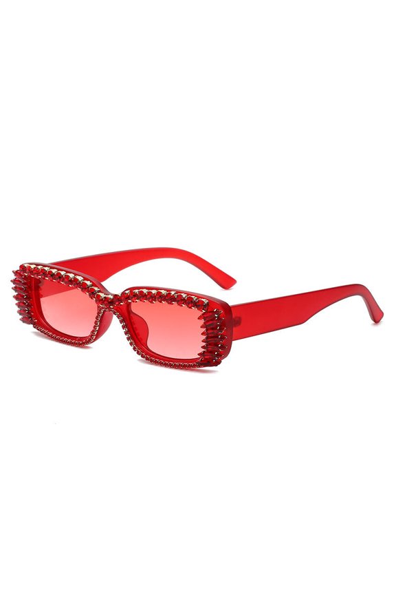 Fashion Diamond Studded Rhinestone Sunglasses Small Square Frame PC Unisex Eyewear