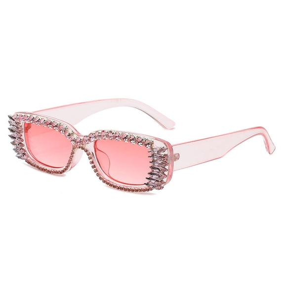 Fashion Diamond Studded Rhinestone Sunglasses Small Square Frame PC Unisex Eyewear