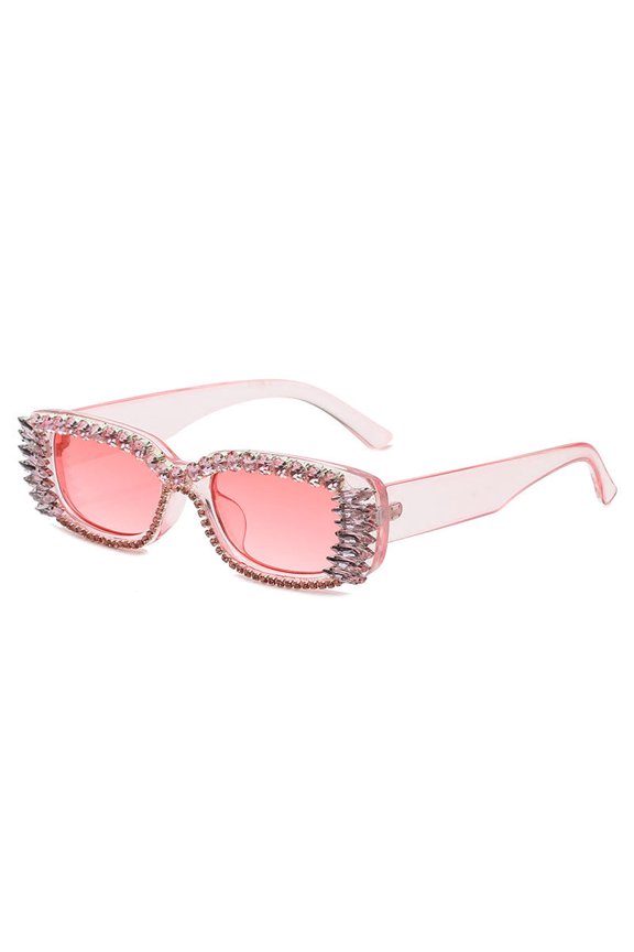 Fashion Diamond Studded Rhinestone Sunglasses Small Square Frame PC Unisex Eyewear