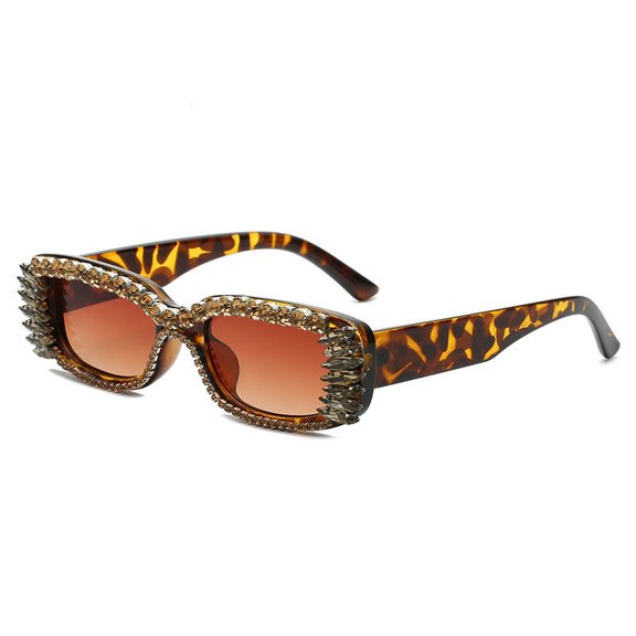 Fashion Diamond Studded Rhinestone Sunglasses Small Square Frame PC Unisex Eyewear
