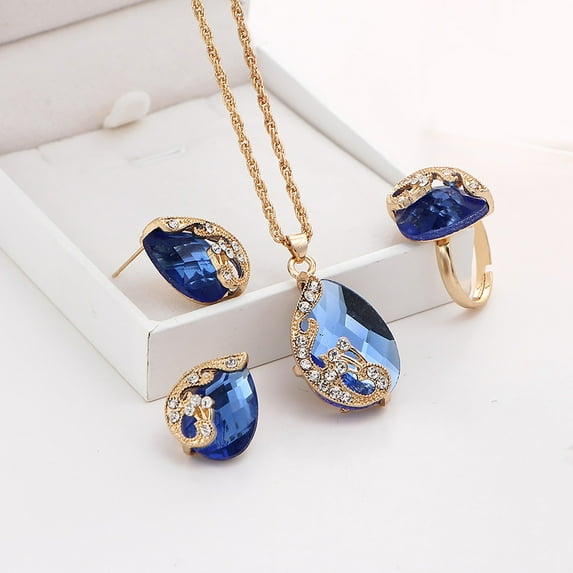 FashionWater Drop Peacock Women's 3-Piece Jewelry Set