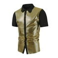 thumbnail image 1 of Fashion Disco Outfit Mens 70s 80s Shiny Sequin Shirts Metallic Party Short Sleeve Button Down Shirts Funny Nightclub Tee Shirt, 1 of 7