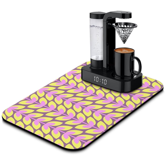 Fashion Dish Drying Mat Diatom Mud Coffee Mat with Leak-Proof Non-Slip Backing Super Absorbent & Quick Dry Kitchen Counter Mat Featuring Modern and Chic Abstract Geometric Patterns Durable Under Coff