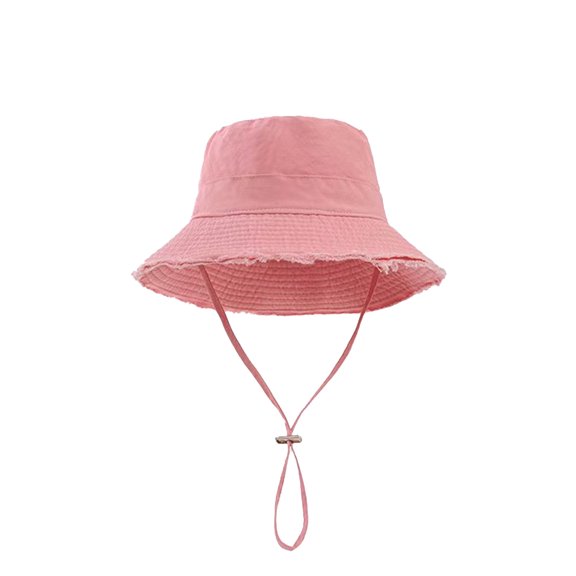 Fashion Distressed Brims Bucket Hat for Women Outdoor Activity Adjustable Strap Foldable Travel Friendly Fisherman Hat