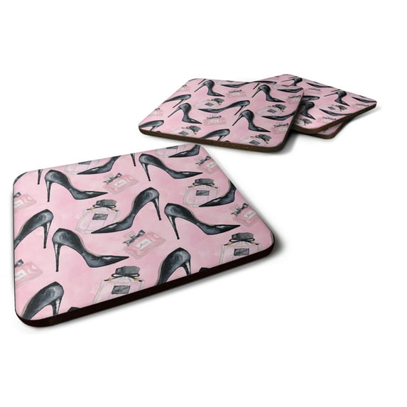 Fashion Diva Shoes and Perfume Foam Coaster Set of 4