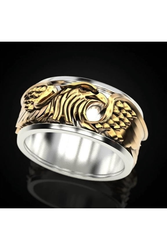 Fashion Domineering Gold Eagle Head Ring Vintage Motorcycle Biker Rings for Women Punk Rock Jewelry
