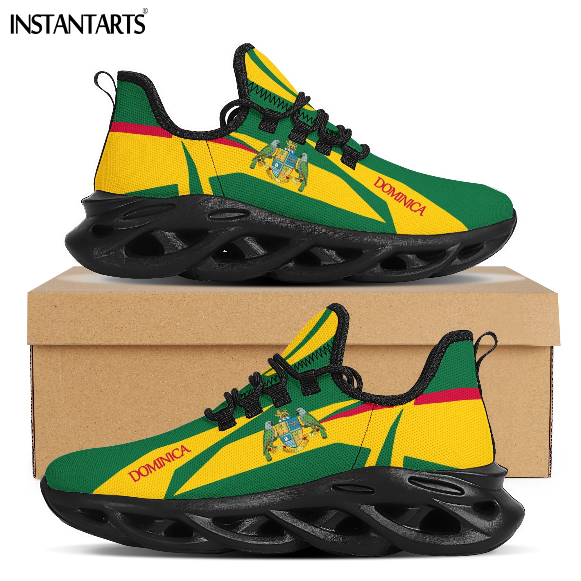 Fashion Dominica Flag Print Ladies Platform Sneakers Lightweight Mesh