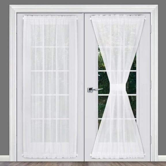 Fashion Door Curtains Set of 2 Panels, Sidelight Curtains for Front Door with Tieback, Privacy Sheer Doorway Light Filtering Panels, White,137*102cm