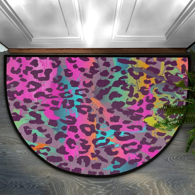 Fashion Doormat Bathroom Rugs Colorful Leopard Print Half Round Door Fashion Doormat Bathroom Rugs Colorful Leopard Print Half Round Door