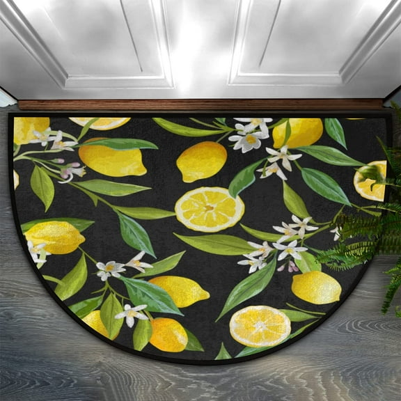 Fashion Doormat Bathroom Rugs Lemon Tree Flower Half Round Door Mat, Beach Seashell 24X16 Inch Non Slip Ultra Soft Bath Mat Floor Mats Area Rugs for Home Kitchen Patio.