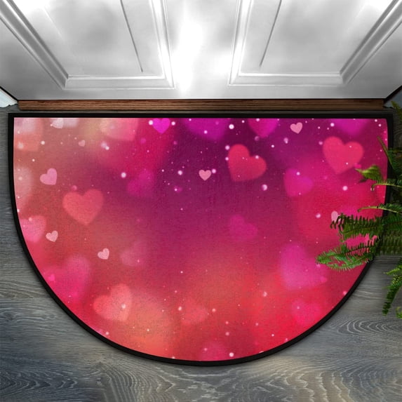 Fashion Doormat Bathroom Rugs Valentine's Day Pink Love Half Round Door Mat, Beach Seashell 24X16 Inch Non Slip Ultra Soft Bath Mat Floor Mats Area Rugs for Home Kitchen Patio.