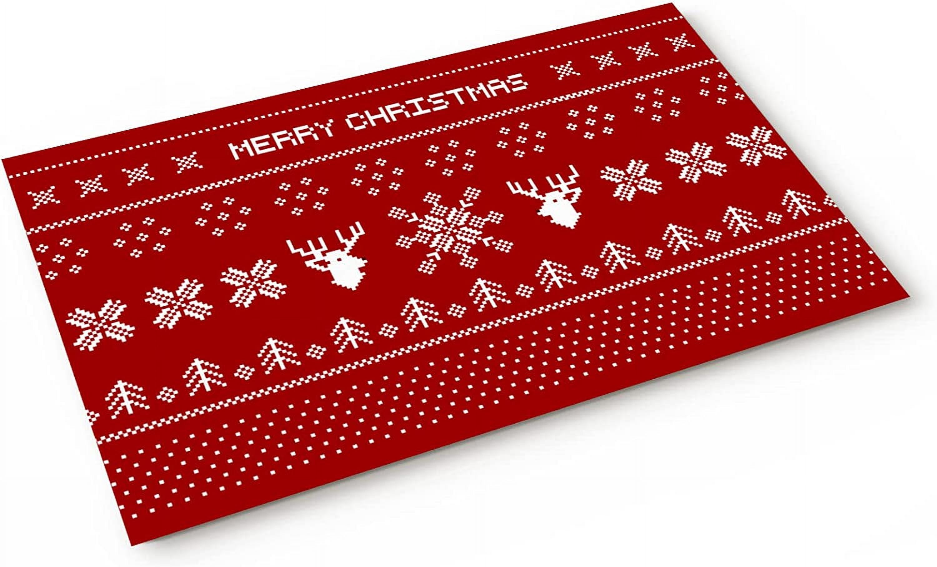 Fashion Doormat Merry Christmas Elk Snowflakes Red Knitting Texture Non