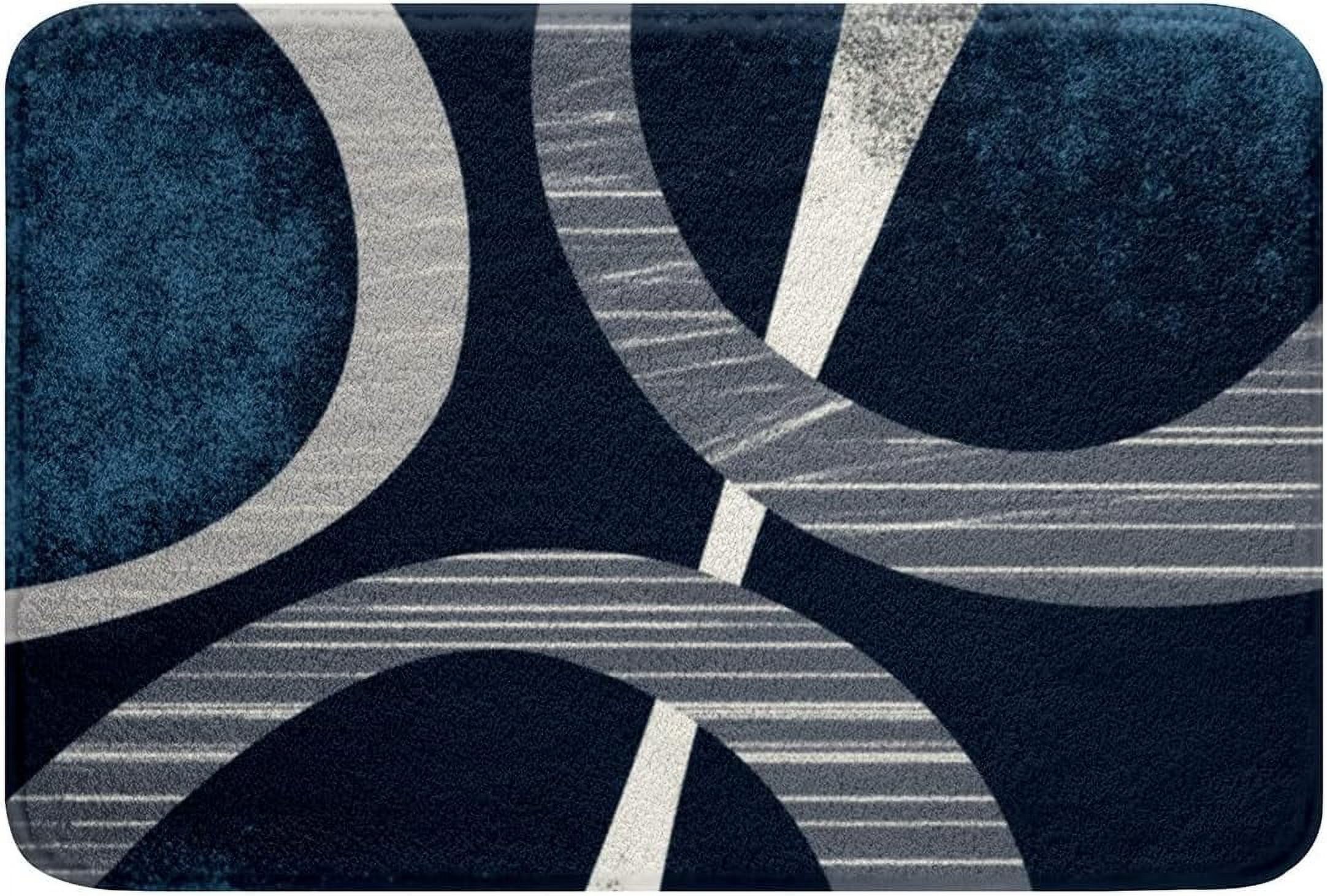 Fashion Doormat Retro Circle Pattern Geometry Art Blue Gray Texture Non