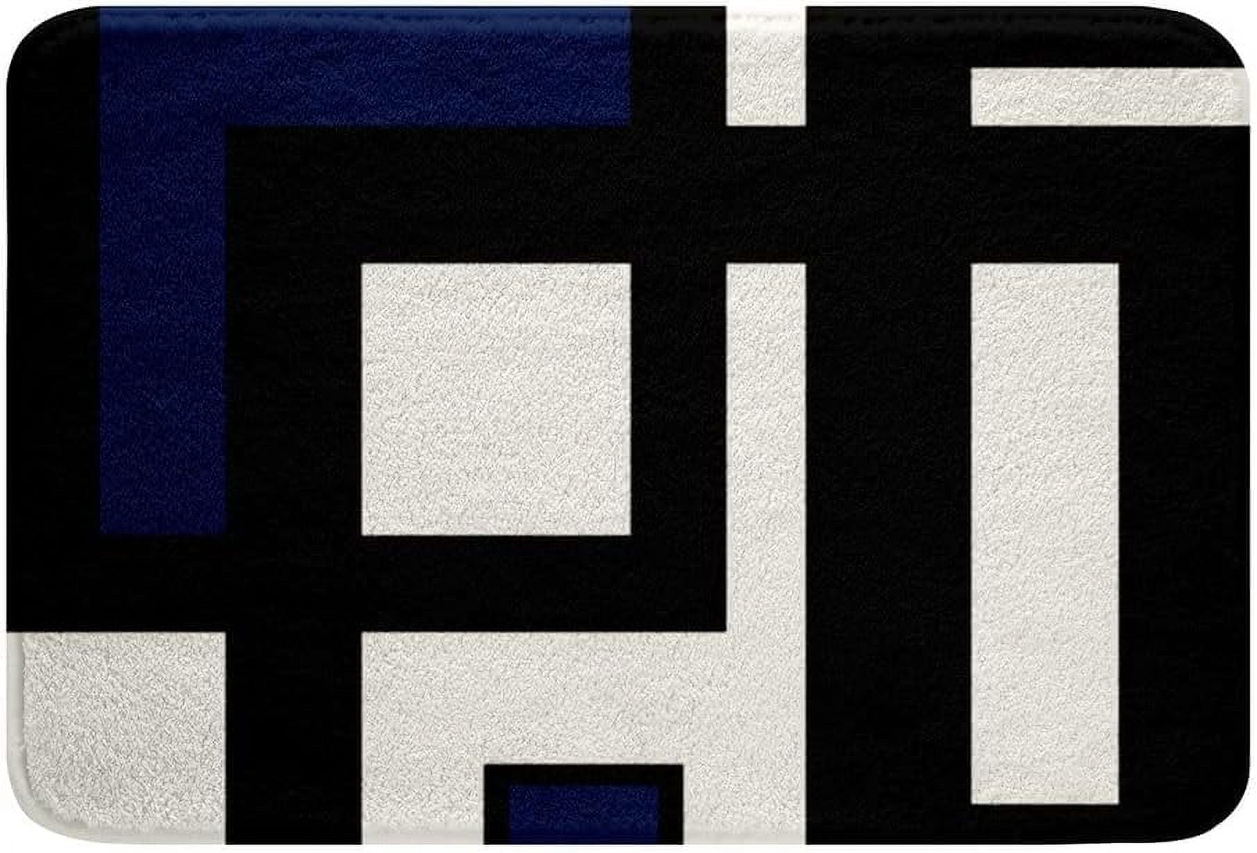Fashion Doormat Square Stripes Geometric Lines Blue Black Texture Non