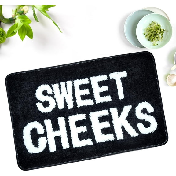 Fashion Doormat Sweet Cheeks Cute Black Texture Non Slip Ultra Soft Bath Mat Doormats for Outdoor Indoor Entrance Floor Mat Home Decor 24x16 Inch