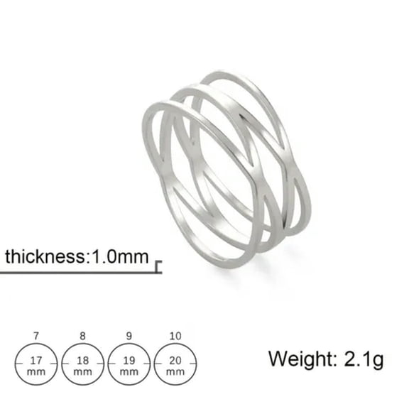 Fashion Double Cross Rings Stainless Steel Geometric Women's Finger Rings