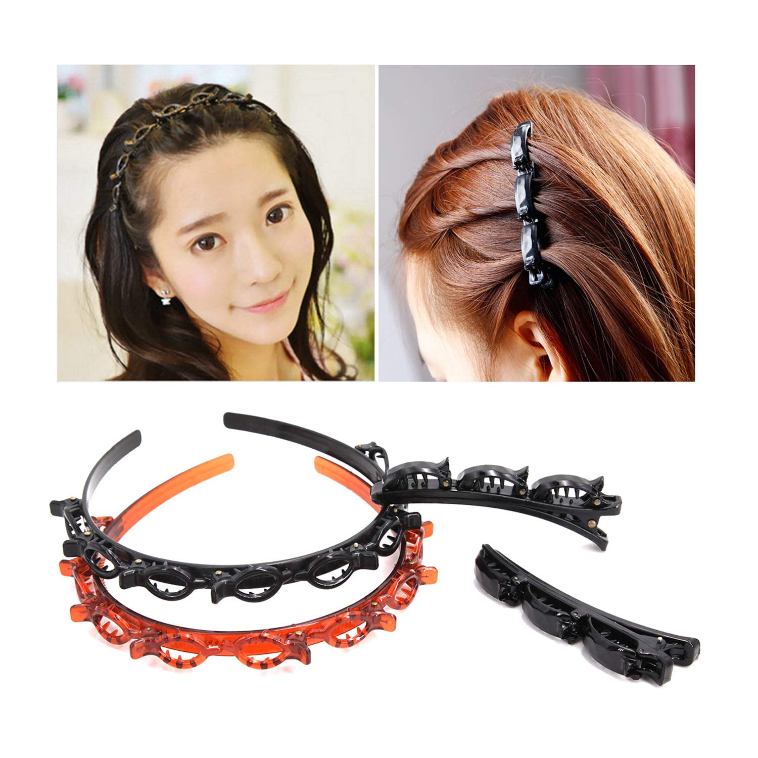 Fashion Double Layer Band Twist Plait Headband Hairpin Hair Claw Clips,  Black Magic Double Bangs Hairstyle Hairpin Hair Twister Headband Hair  Tools, Hair Accessories for Women, Girls 