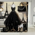 thumbnail image 1 of Fashion Dress Shower Curtain Fashion Girly Black Dress Bath Curtain Eiffel Tower Paris Style Bathroom Decor Romantic Makeup Themed Waterproof Curtain Women Perfume Print Curtain,72" W x 72" L, 1 of 5
