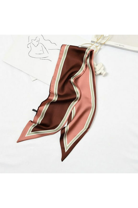 Fashion Dual Colored Trendy Silk Scarf Coffee
