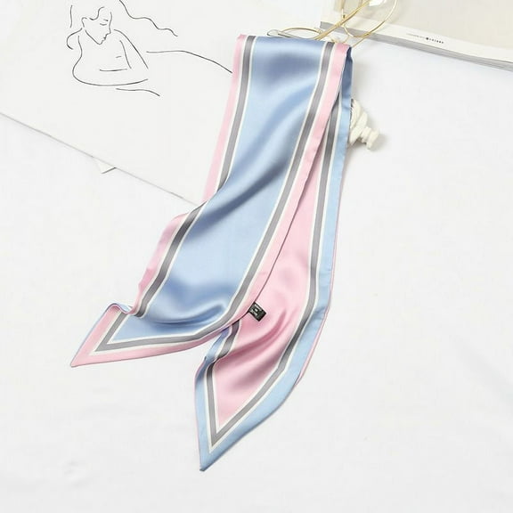 Fashion Dual Colored Trendy Silk Scarf PinkBlue