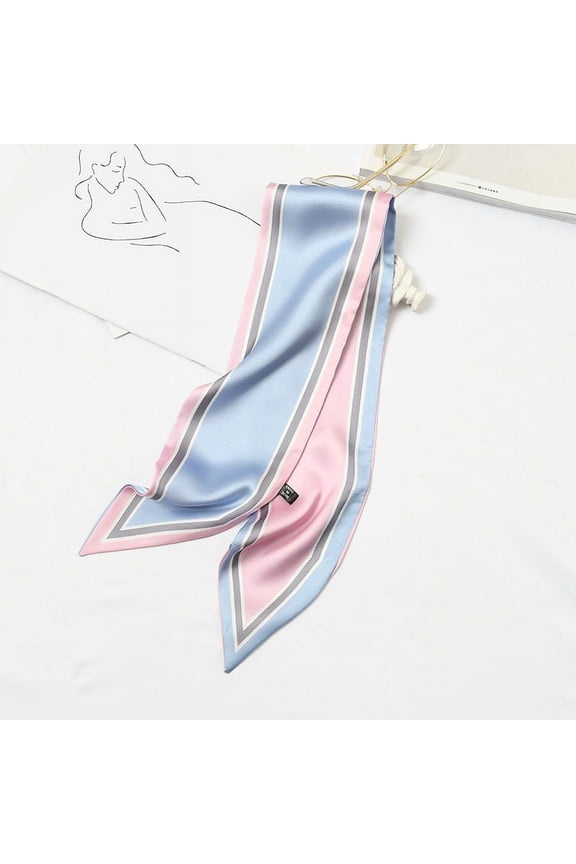 Fashion Dual Colored Trendy Silk Scarf PinkBlue