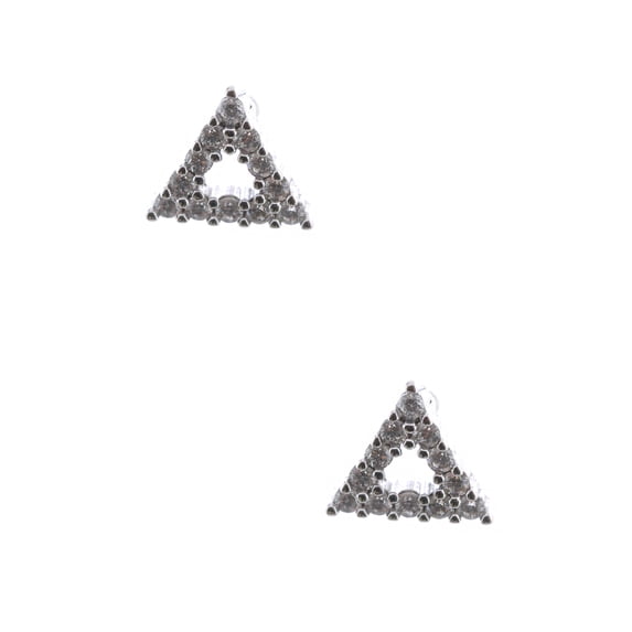 Fashion Earring Silver Plating Tirangle Cubic Zirconia Stud Earrings