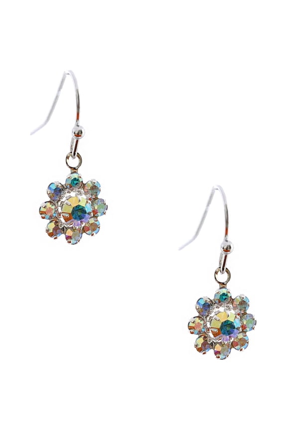 Fashion Earrings Silver Plating Aurora Borealis Rhinestone Fish Hook Earrings