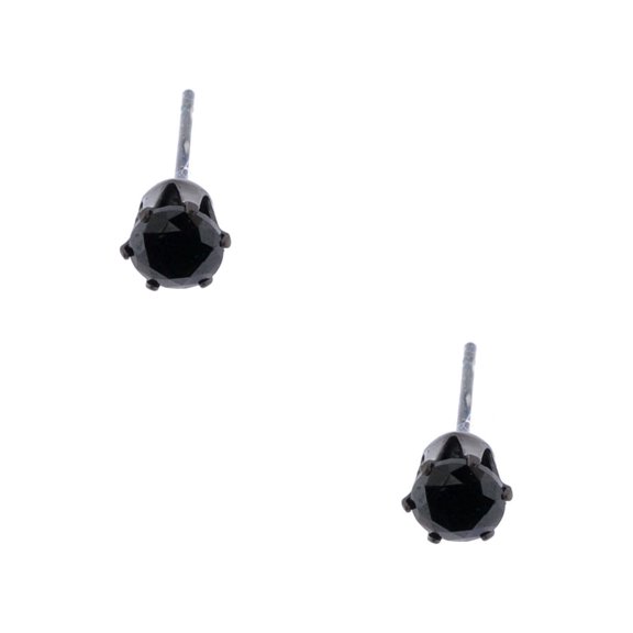 Fashion Earrings Stainless Steel Cubic Zirconia Jet Stone 5mm Stud Earrings
