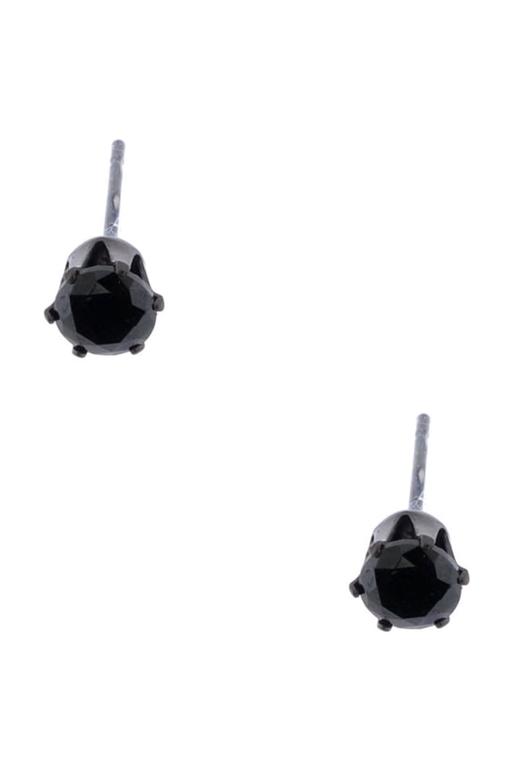 Fashion Earrings Stainless Steel Cubic Zirconia Jet Stone 5mm Stud Earrings