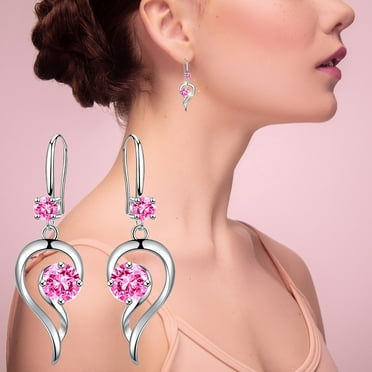 Fashion Earrings Stainless Steel Round Earrings Women Creative Earrings Diamond Dangling Earrings For Women Earrings Pink