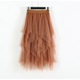 thumbnail image 1 of Fashion Elastic High Waist Long Tulle Skirt Women Irregular Hem Mesh Tutu Skirt Party Skirt Khaki, 1 of 5