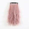 thumbnail image 1 of Fashion Elastic High Waist Long Tulle Skirt Women Irregular Hem Mesh Tutu Skirt Party Skirt Pink, 1 of 6