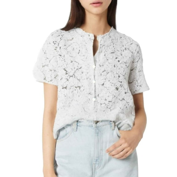 Fashion Elegant Lace Shirt Short Sleeve Button Shirt Top