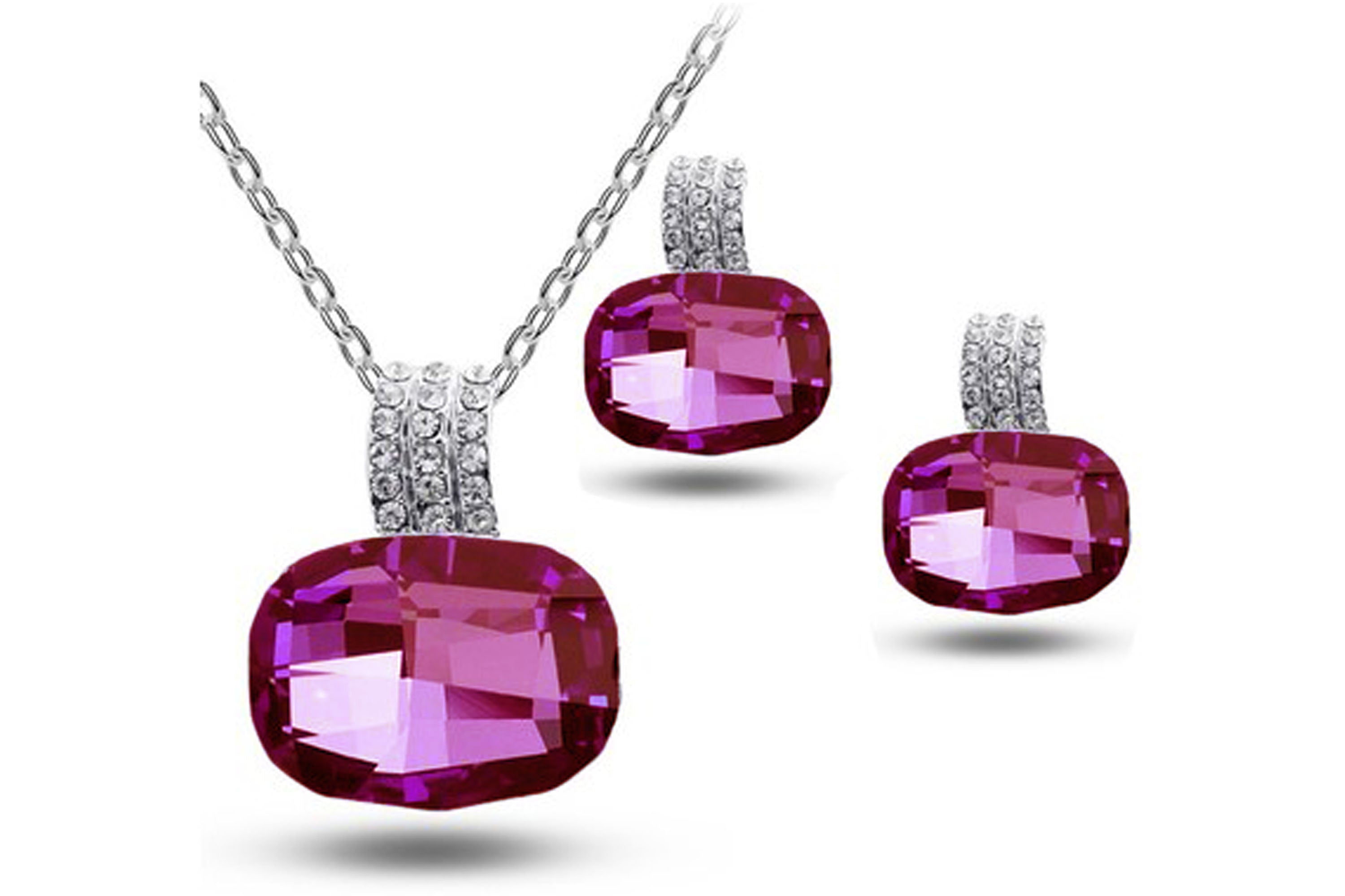 SWAROVSKI Rose gold Octagon Pink Crystal Millenia Necklace Earring Set  5620548 for sale online | eBay