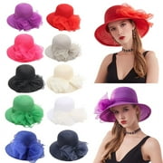 Fashion Elegant Organza Church Hat Women Lady Foldable Bucket Hat Wedding Party Summer Beach Sun Protection Cap