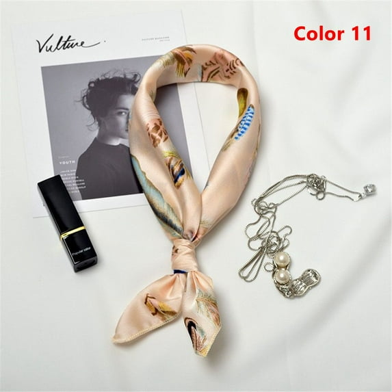 Fashion Elegant Women Silk Feel Satin Square Scarf Hair Tie Band Head Neck COLOR 11