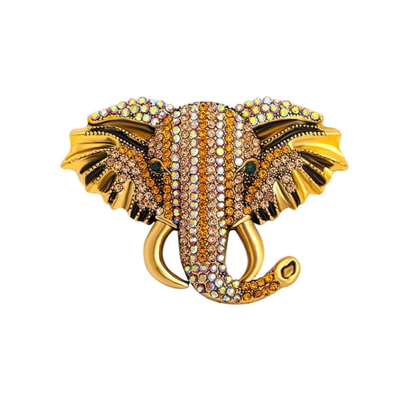 Fashion Elephant Lapel Brooch Pin for Women Rhinestone Animal Clip Collar Sweater Clothes Brooches Pins
