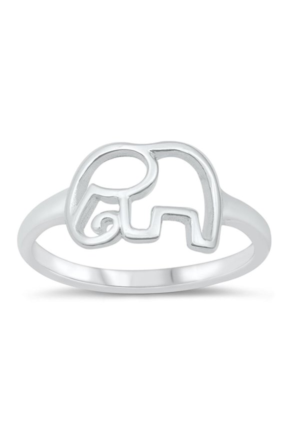Fashion Elephant Ring .925 High Polished Sterling Silver Band Jewelry Female Male Unisex Size 4