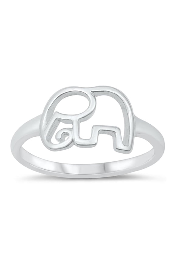 Fashion Elephant Ring .925 High Polished Sterling Silver Band Jewelry Female Male Unisex Size 9