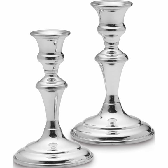 Fashion Empire Polished Pewter Pair Medium Candlesticks (3.75 X 3.75) Made In United States -Jewelry By Sweet Pea