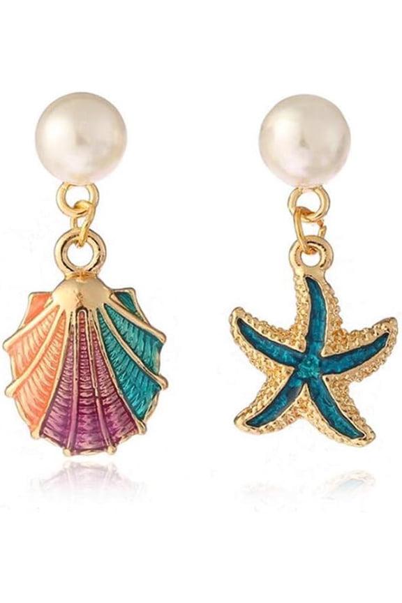 Fashion Enamel Faux Pearl Shell Shape Clip on Earrings No Pierced for Women Luxury No Ear Hole Earrings