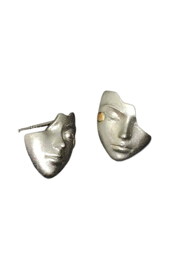 Fashion Face Shape Earrings Exaggerated Artistic Design Alloy Texture Suitable for Youthful Women Various Event
