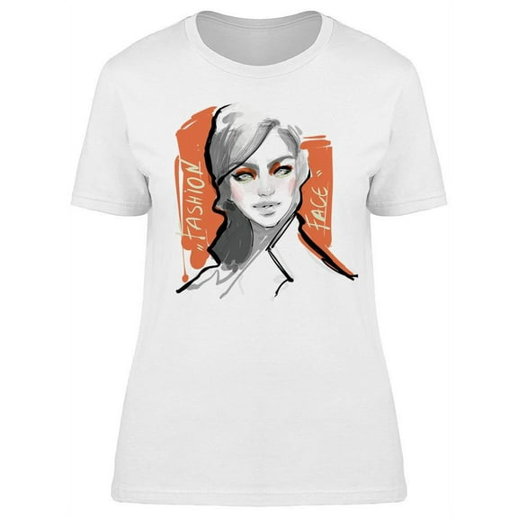 Fashion Face Woman Sketch T-Shirt Women -Image by Shutterstock, Female Small