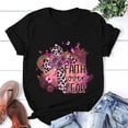 thumbnail image 1 of Fashion Faith Over Fear Breast Cancer Awareness Print T Shirts Women Summer Cool Short Sleeve Ladies Crew Neck Harajuku Tops For Teens, 1 of 5