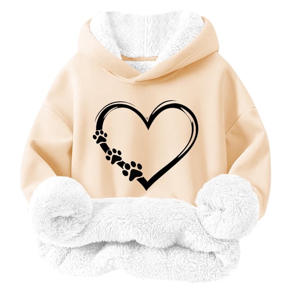 Children Sweatshirt Oversize Girl and Boy Printed Tops Long Sleeve Hoodie Lamb Wool Thickening Hooded Sweatshirt