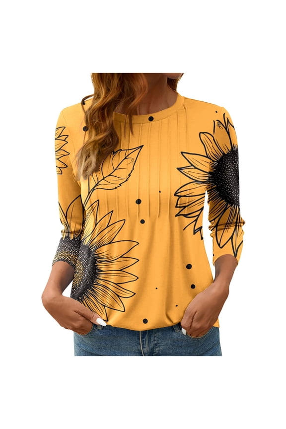 Spring Shirts for Women Tops Casual Womens Tops 3/4 Sleeve Plus Size Work Blouses Reorder Items