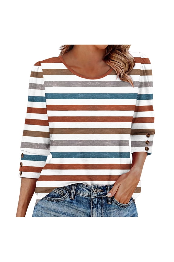 Spring Tops Womens Shirts Long Length Sleeves Tops for Women 3/4 Sleeve Blouses My Items Ordered