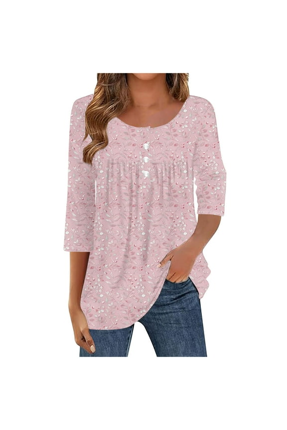 Spring Tops Womens Tops Womens Tops 3/4 Sleeves Knit Women's Blouses Plus Size My Items Ordered